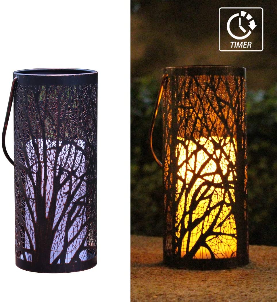 img-Engraved Steel LED Candle Lantern-0