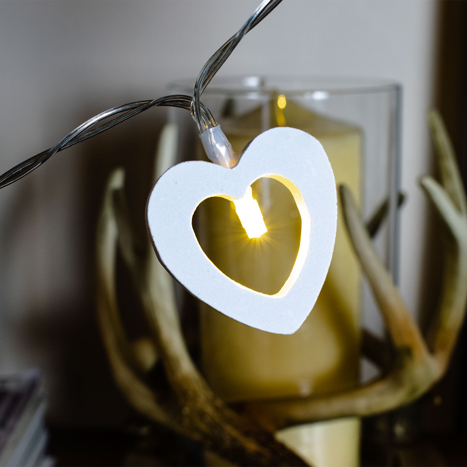 Wooden Heart String Lights