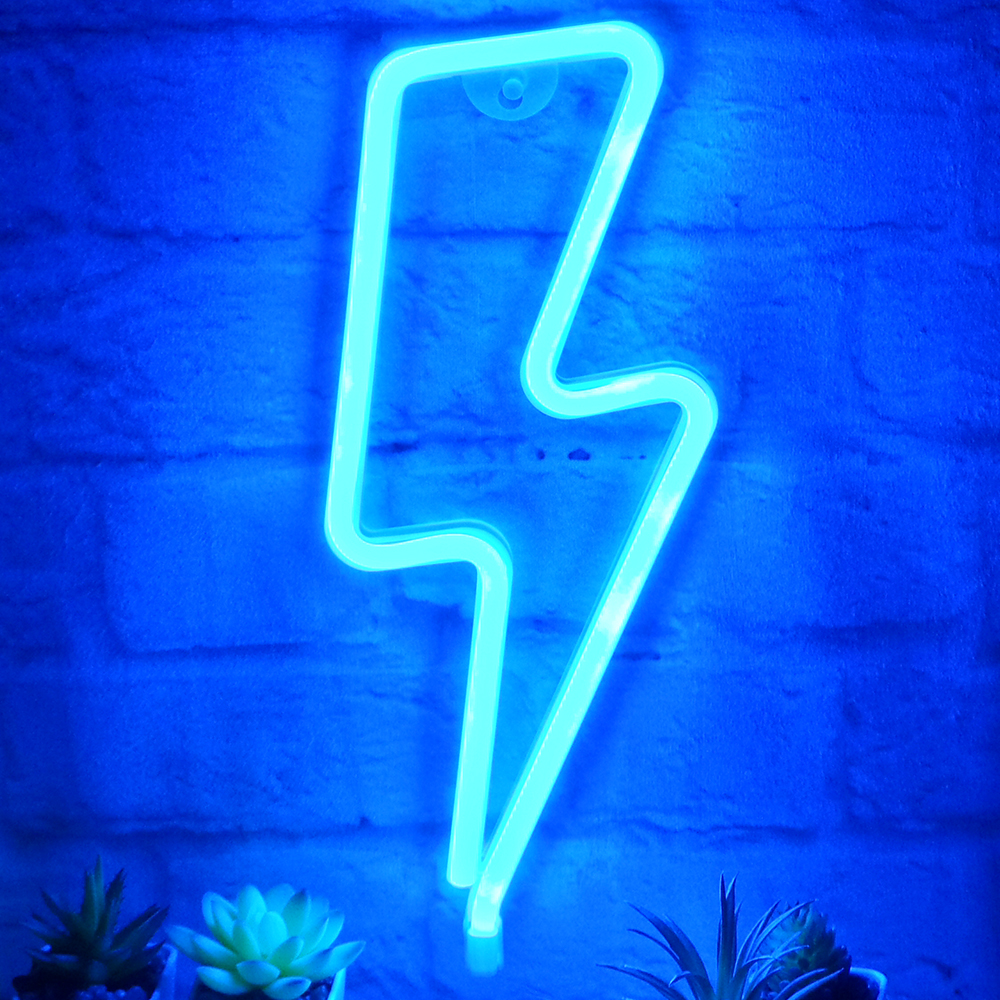Neon Light Lightning Bolt Shape