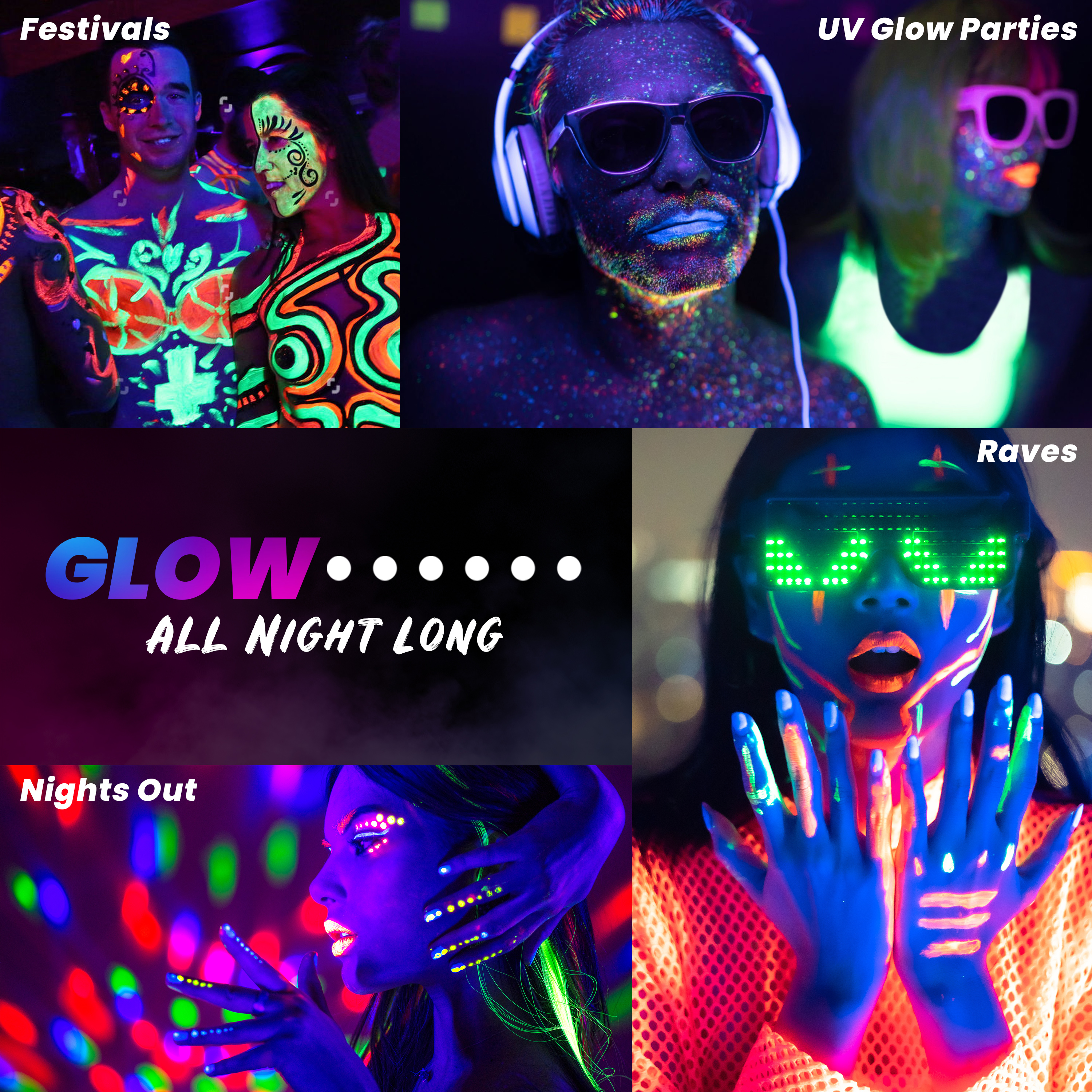 Colorful Glow Face Body Paint Uv Crayons Makeup Glow In The - Temu