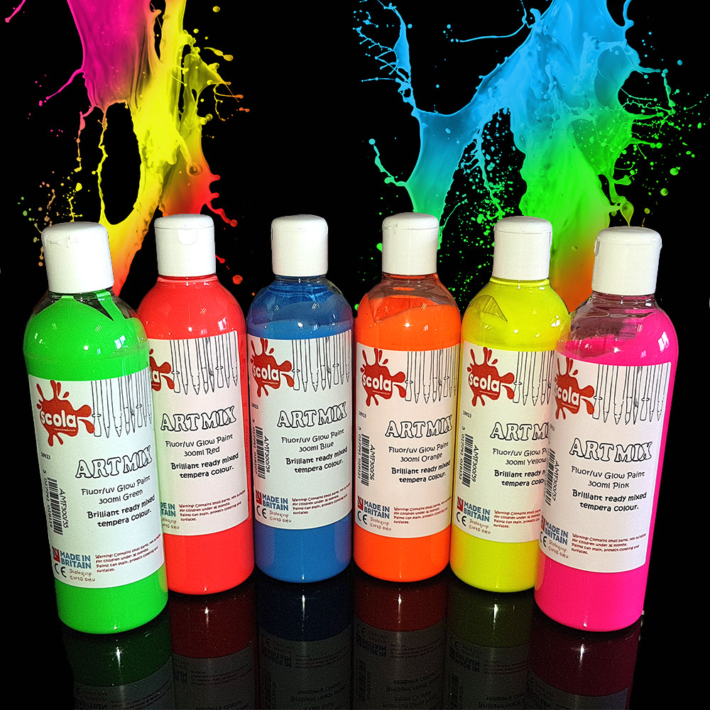 6 x 300ml Fluorescent Poster Paint-