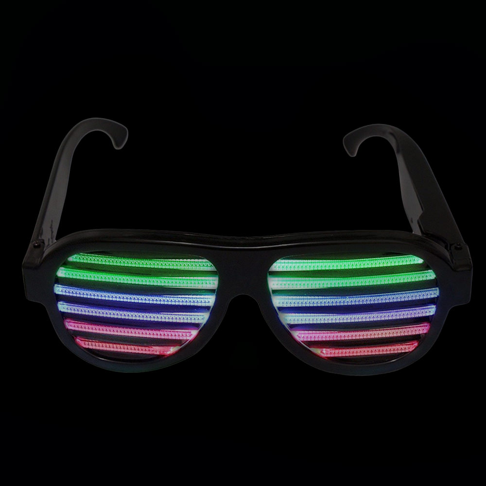 Blinkende LED Atzenbrille Shutter Shades ohne Glas viele Farben 