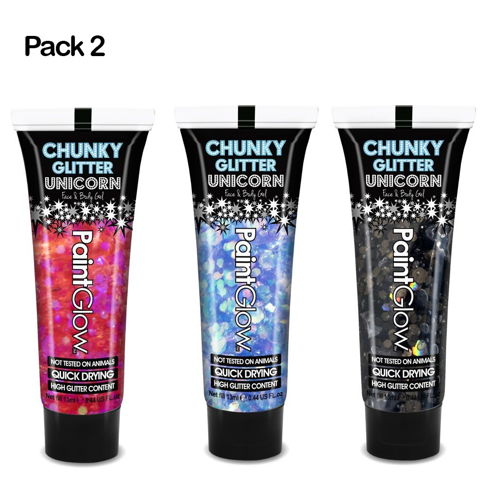 Pack of 3 Unicorn Glitter Gel