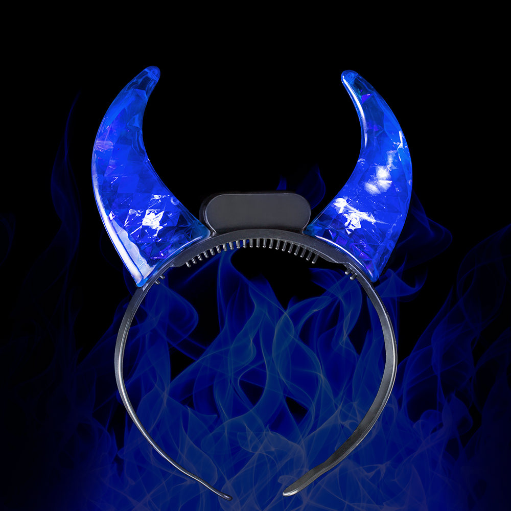 Blue Light up Devil Horns