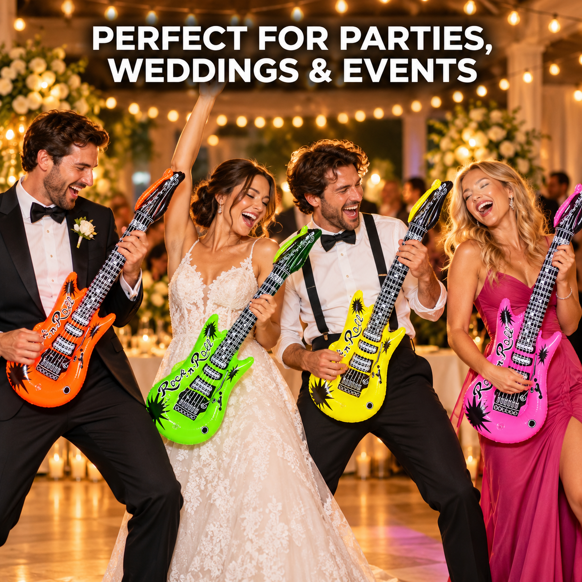 Set of 4 Neon Inflatable Guitars thumbnail 6