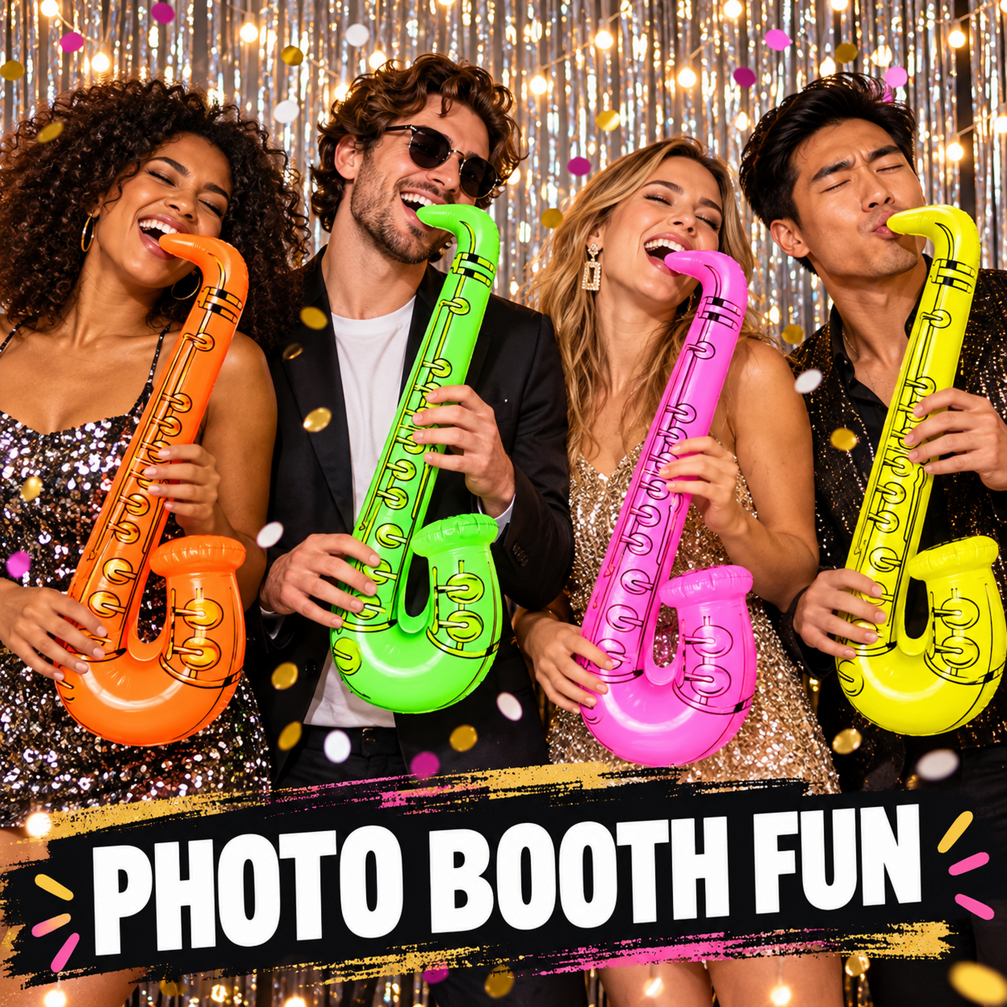 4 x Neon Inflatable Saxophones thumbnail 4